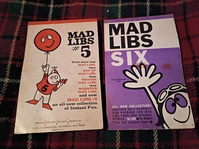 Mad Libs #5 & 6 (price stern sloan, 1968,1970)