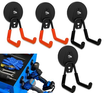 4 Pack Strong Magnet Hooks Heavy Duty, Coated No Damage Hook for Garage Stora...