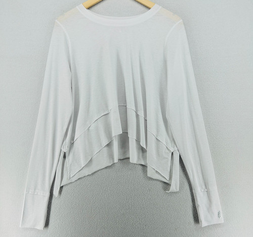 FREE PEOPLE Top L FP MOVEMENT Tempo UPF30 Long Sleeve Cropped Thumbholes White