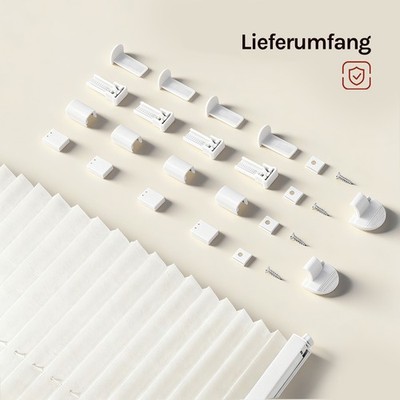 WOLTU Plissee Klemmfix ohne Bohren Faltrollo Jalousie Easyfix blickdicht Creme