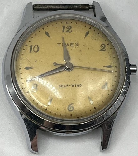 Vintage Mens Self Winding Timex Wristwatch WILL NOT RUN CROWN IS MISSING H