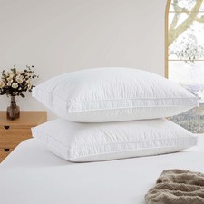 2PCS 50 White Goose Down Fill Bed Pillow, 100 Cotton Shell 300TC, Japan Made
