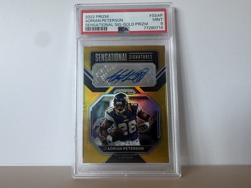 Adrian Peterson /10 - 2022 Panini Prizm - Sensational Signatures Gold Auto PSA 9