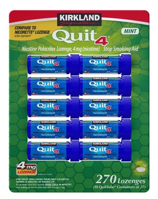 Kirkland Signature Quit4 Lozenges 4mg, 270ct * Nicotine Polacrilex, Stop Smoking