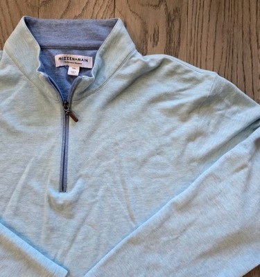 Mizzen + Main Menswear Performance Pullover Light Blue Quarter Zip XXL