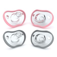 Nanobebe Baby Pacifiers 0-3 Month - 4 Count Pack of 1 , Pink/Grey