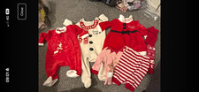 Baby Girls 0-3 Months 4pc Christmas Outfit Set Reindeer Dress & Sleeper