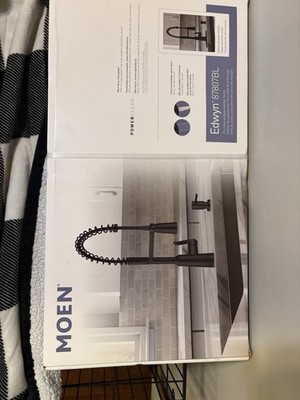 Moen Edwyn 87807BL Matte Black Kitchen Faucet PowerClean Duralock Deck Mount