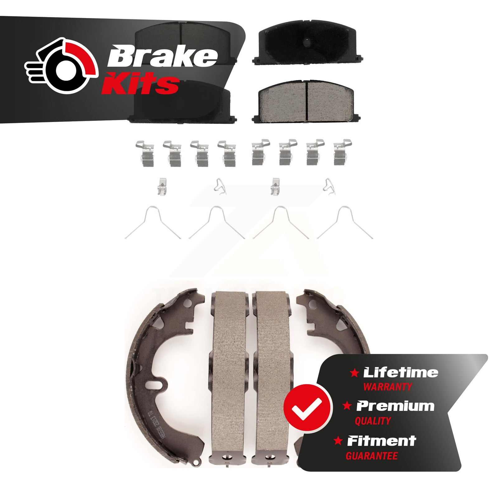 Front Rear Ceramic Brake Pads Drum Shoe Kit For 1984-1992 Toyota Corolla DLX FWD