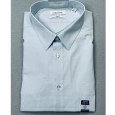 Calvin Klein Steel Men's Stretch Slim Fit Dress Shirt LT Blue 17 36-37 85