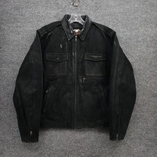 Harley Davidson Leather Jacket Men L Large Black Full Zip Lined Motorcycle Biker