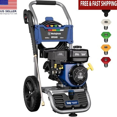 #ad Gas Powered Pressure Washer 3400 PSI 25ft Hose Onboard Soap Tank 5 Nozzles New $563.54