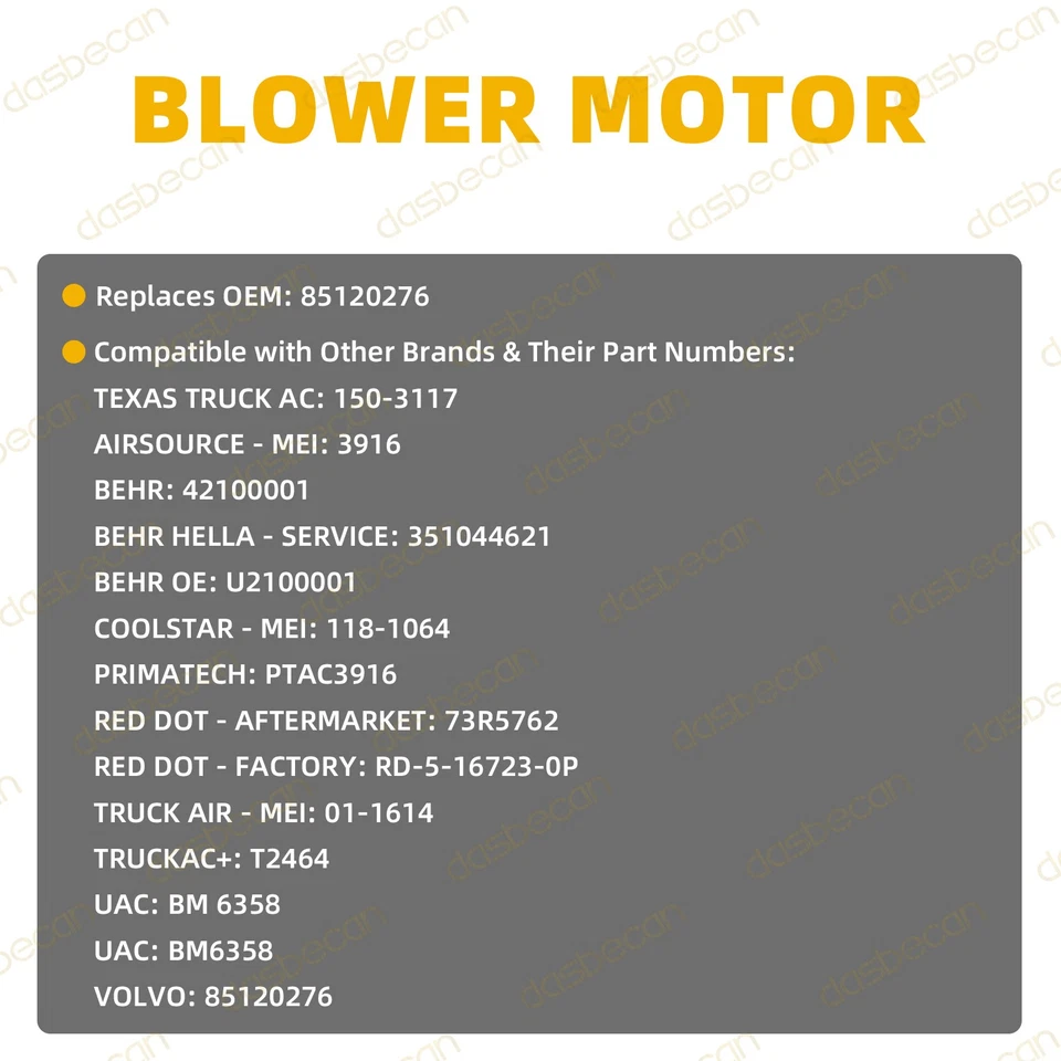 HVAC Heater Blower Motor With Wheel for Volvo VHD VNM 2010-2014 VNX 2014 VT VNL Foto 3 de 4