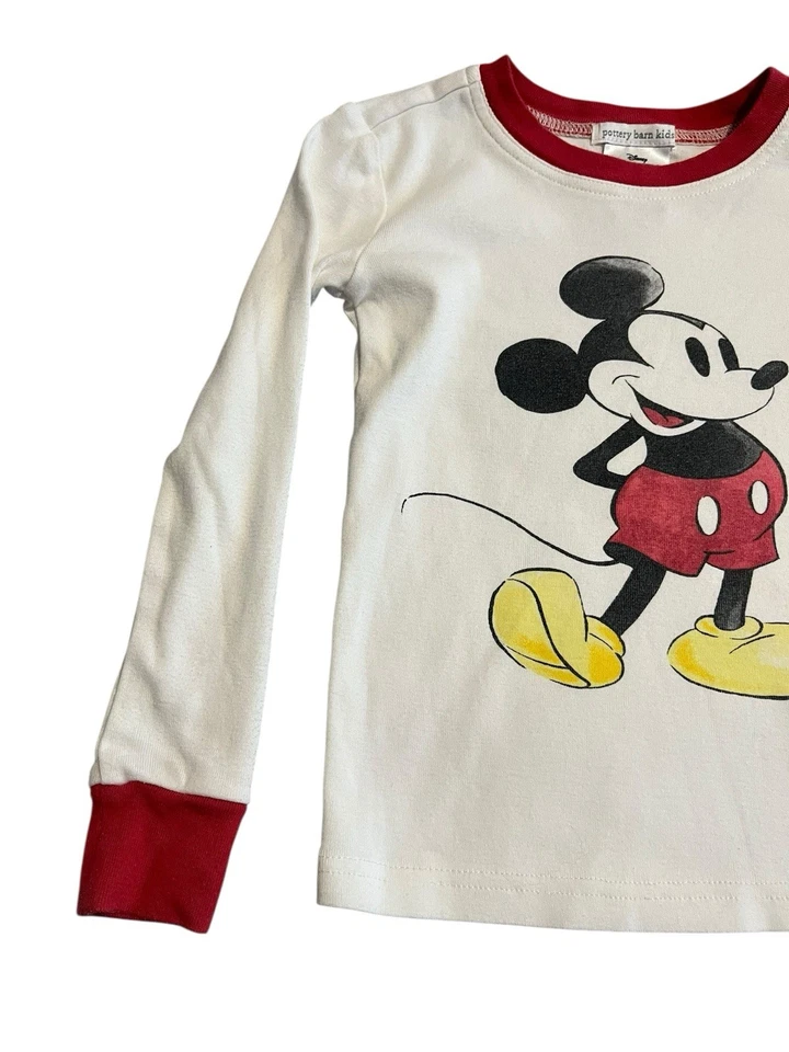 Camisa Pottery Barn Niños + Disney Mickey Mouse Manga Larga Niños Talla 6 Blanco Rojo Foto 2 de 4
