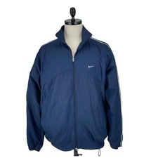 Vintage 90s Nike Track Windbreaker Jacket Navy Green White Men's L Mesh Lined