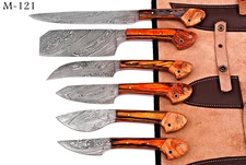 CUSTOM HAND MADE FORGED DAMASCUS STEEL CHEF KNIFE SET KITCHEN KNIVES  M 121