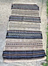 Vintage 1960's Turkish striped woven Kilim rug Afghan Middle Eastern 54" x 26"