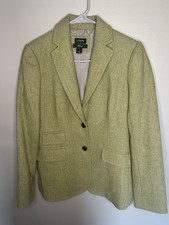 J.Crew Hacking Blazer Women s Size 4 Green 100 Wool Herringbone Academia Preppy