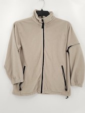 Sports Mens Size Med Color Beige Full Zip Long Sleeve Zip Pocket Fleece Jacket