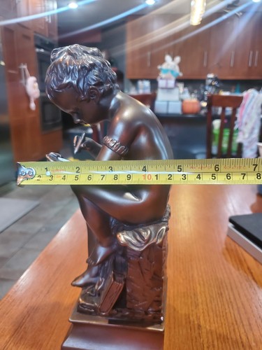 Boy Writing" Bronze Colored Clad Bookend / Statue - Picture 11 of 11