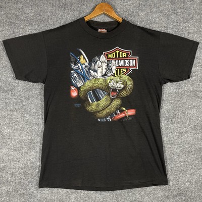 VINTAGE 90s Harley Davidson 3D Emblem T Shirt Size XL Snake