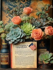 Succulent Diamond Art Kit - Patriotic Declaration of Independence Themed Drill P
