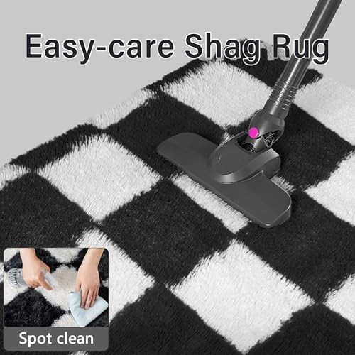 Checkered Rug 4x6 for Living Room, Black and 4' x 6' (Rectangular) Black&white - Picture 7 of 7
