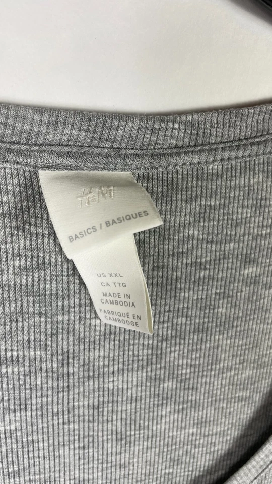 H&M Womens T Shirt Basics Scoop Neck Short Sleeve Gray Size XXL - Image 4 of 4