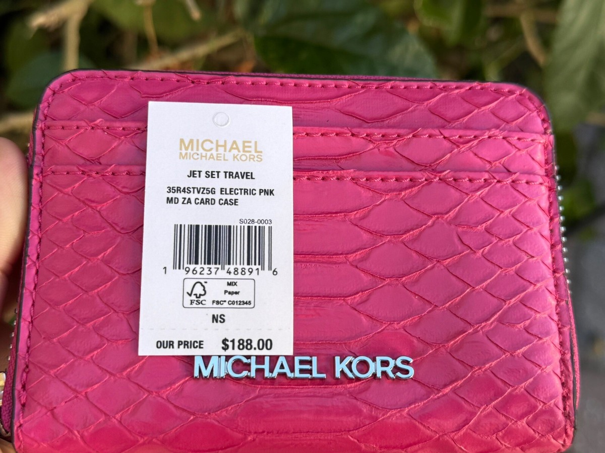 MICHAEL KORS JET SET TRAVEL MD ZIP AROUND CARD CASE WALLET