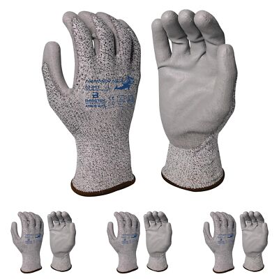 Basetek Protective Work Gloves Pu Palm Gloves For Dry & Light Oil Grip A3 Cut Re
