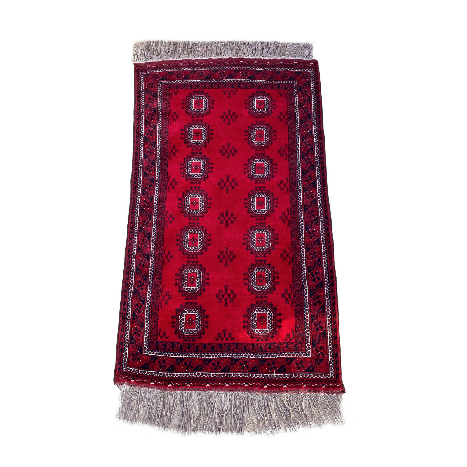 Antique Afghan Red Bokhara Wool Area Rug 4x6