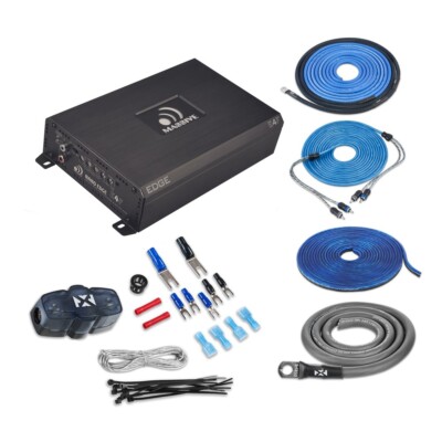 Massive Audio E4F 2000W RMS Monoblock Amplifier + Amp Kit