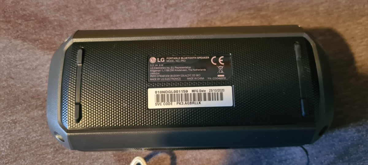 LG PK3 PORTABLE BLUETOOTH SPEAKER UK