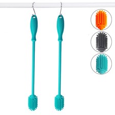 2 Pack Silicone Bottle Brush Cleaner Lab Cleaning Brush for Glass Bottles Blue