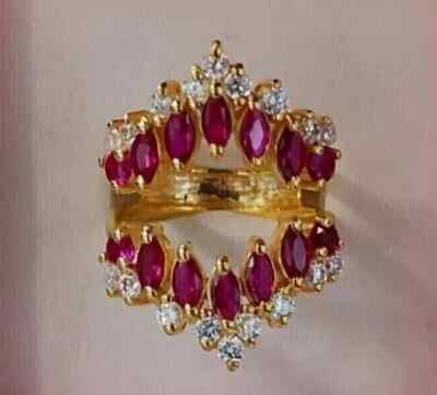 Marquise Cut Lab Created Ruby Enhancer Wrap Ring 14K
