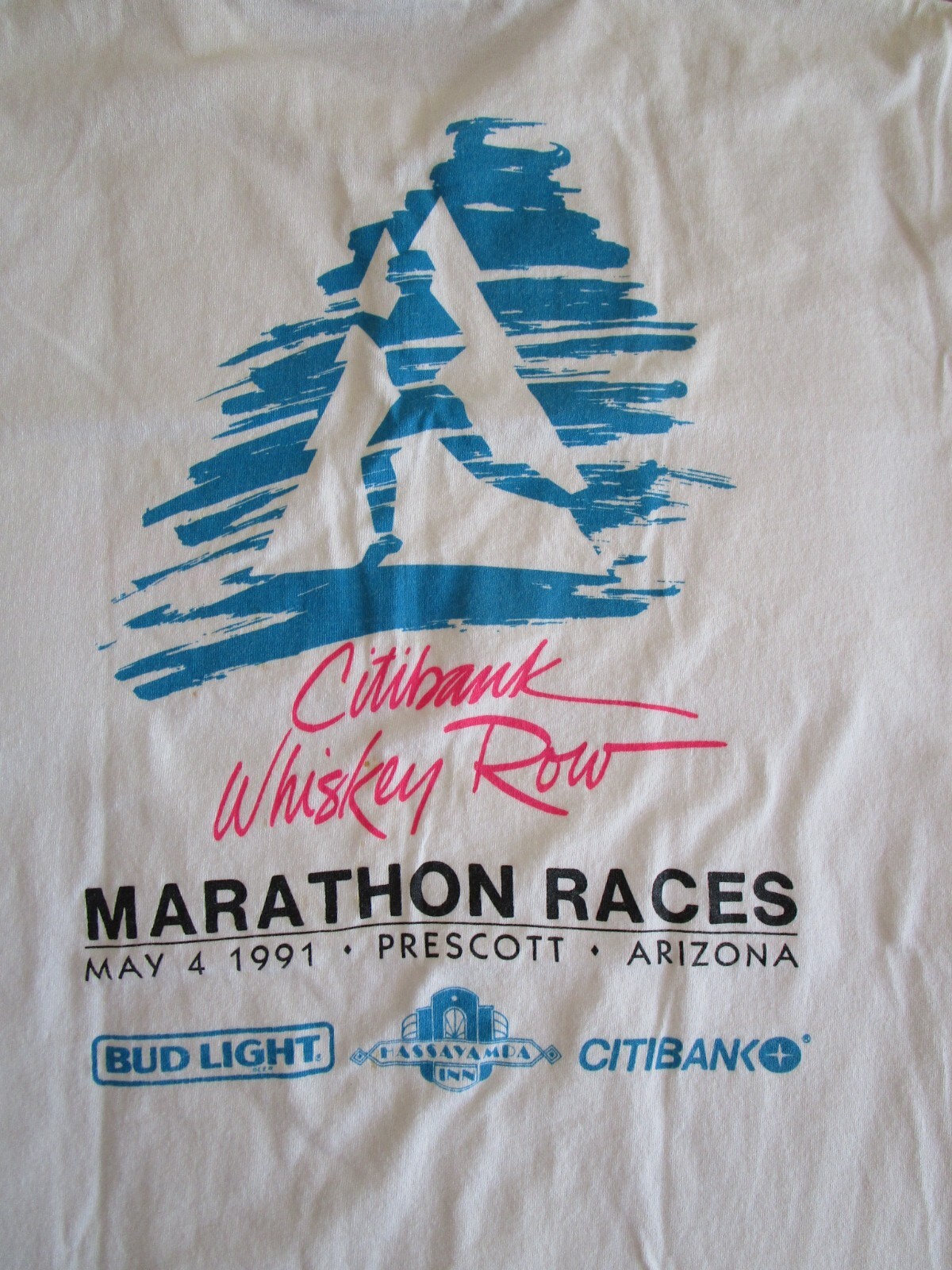 FILA T shirt 1991 WHISKEY ROW MARATHON PRESCOTT ARIZONA vintage XL punto singolo
