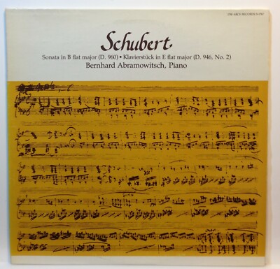 Schubert, Bernhard Abramowitsch: Sonata In B Flat Major (D 960) (D 946) Vinyl LP