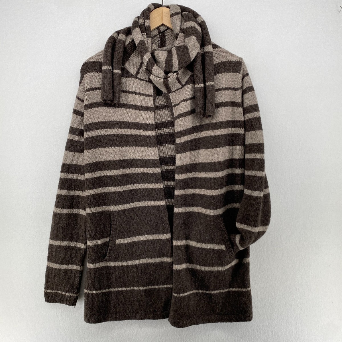 BCBG MAXAZRIA Cardigan XS Scarf Striped Open Front Draped Neck