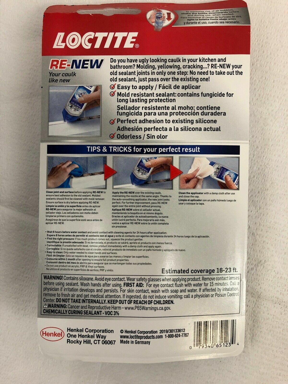 Set of 2 White Loctite Kitchen Bath ReNew Caulk 3.3 Oz Tube Silicone