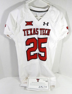 2015 Texas Tech Red Raiders #25 Game Used White Jersey 46 35