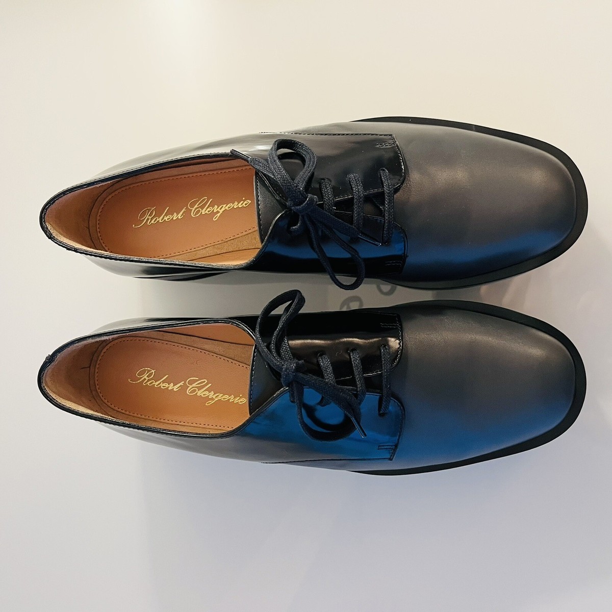 ROBERT CLERGERIE SHOES BLACK GREY PLATFORM OXFORD 39/ UK 6 NEW