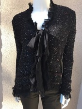 NWT Ball Of Cotton Woman Knitted Cardigan SZS Made In USA With Silk Trim