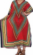 Womens African Dashiki Caftan Maxi hippie Dress boho Kaftan embellished One size