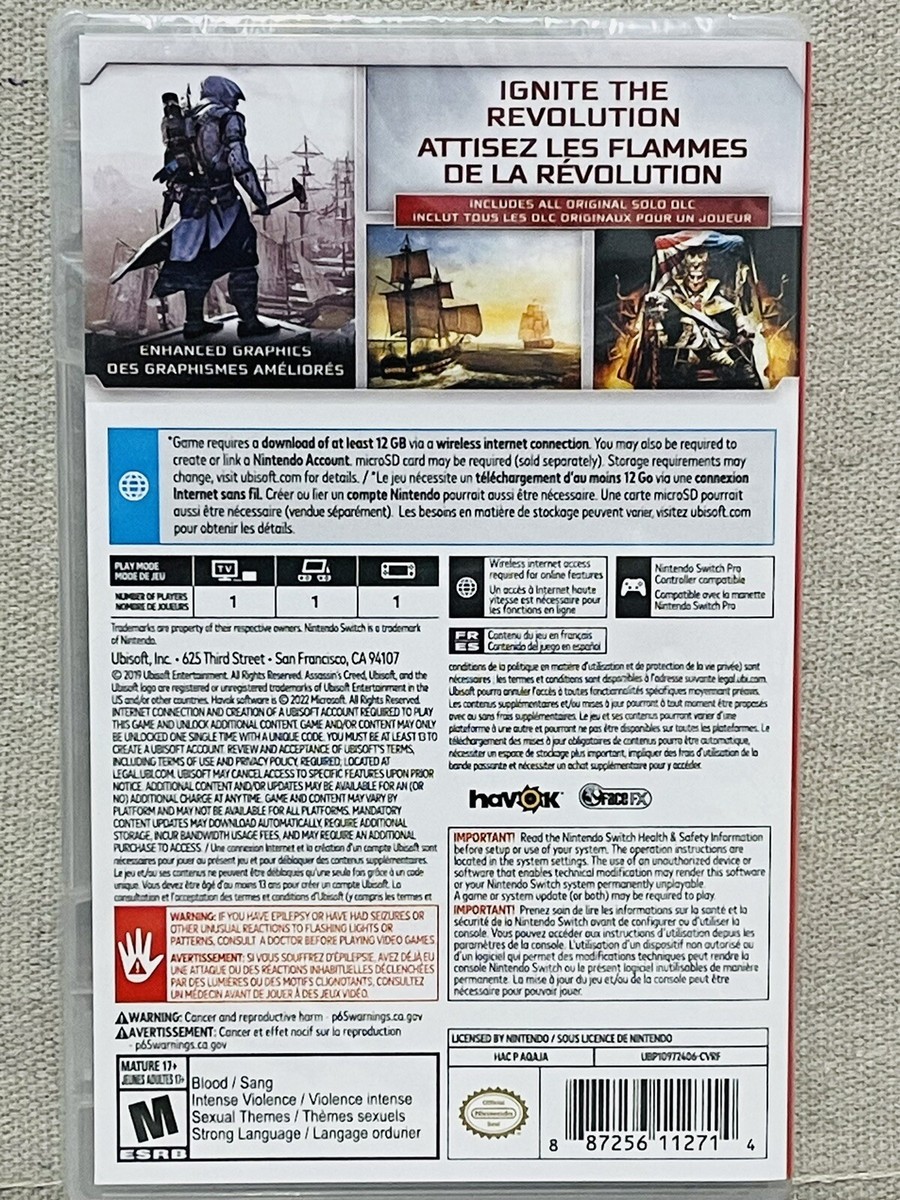 Nintendo Switch Assassins Creed III Remastered Bonus Game