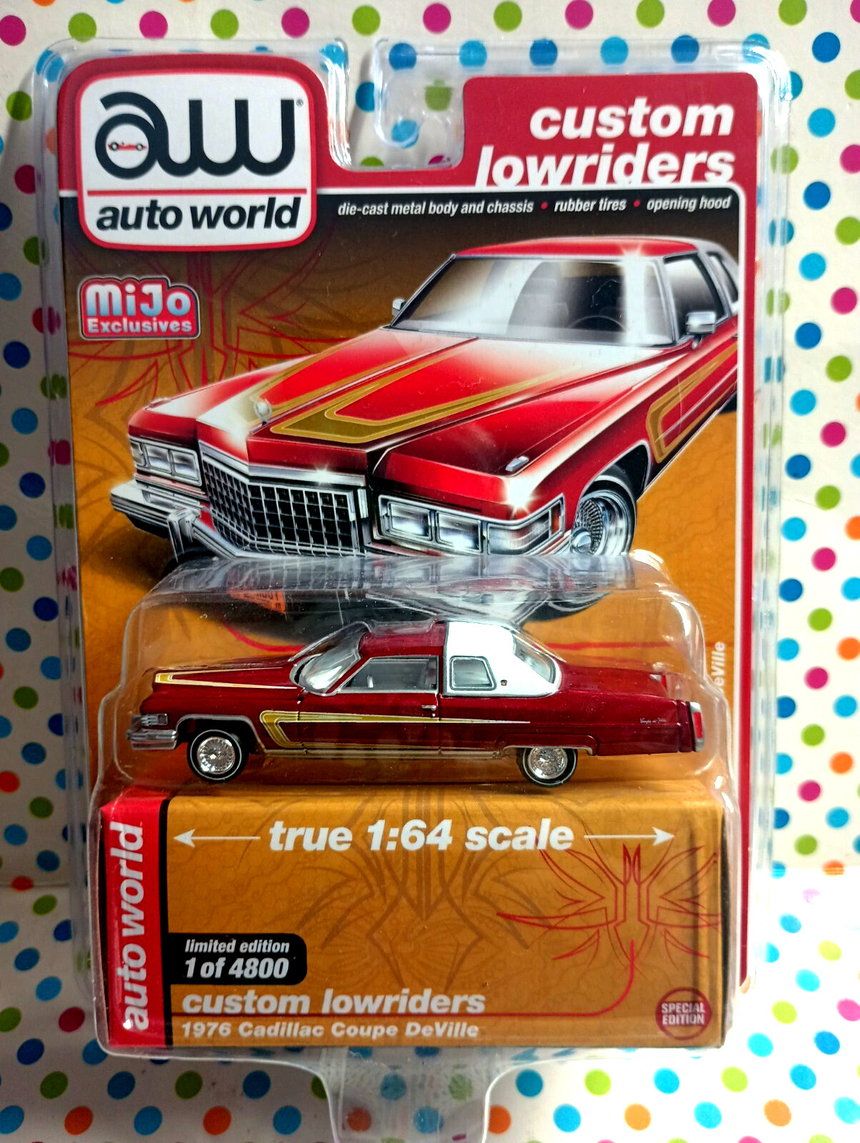 AUTO WORLD MIJO EXCLUSIVES CUSTOM LOWRIDERS 1976 CADILLAC COUPE DeVILLE NEW