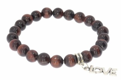  Tigerauge rot Kugel 8mm Stretch Armband & Love - individuelle Größe AB646