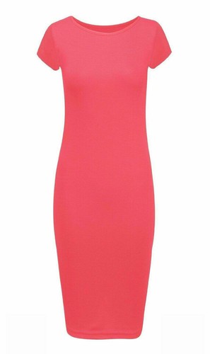 Womens Ladies Short Sleeve Midi Dress Bodycon PLUS SIZE Cap Maxi Midi Dress 8/26 - Picture 7 of 24