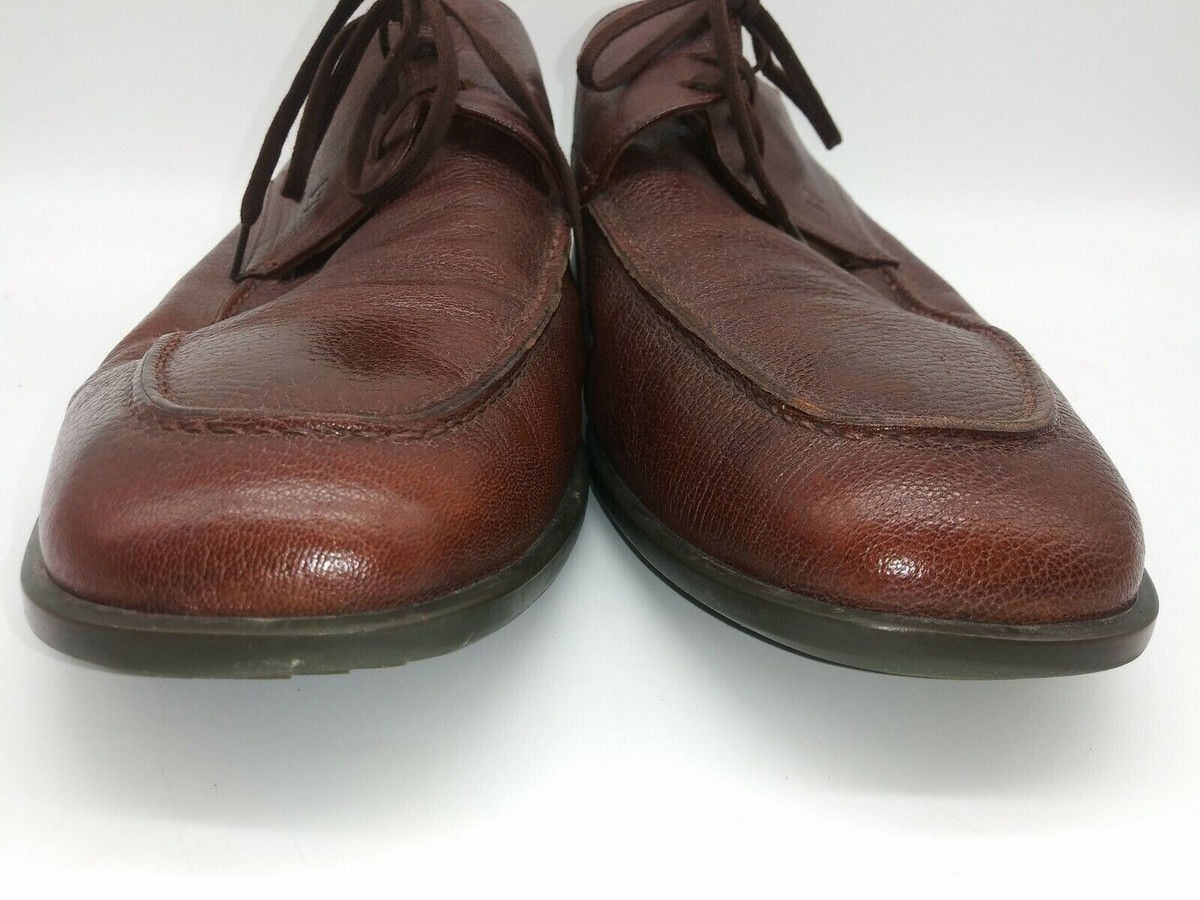 Rossetti One Brown Pebbled Leather Apron Toe Oxford Shoes 