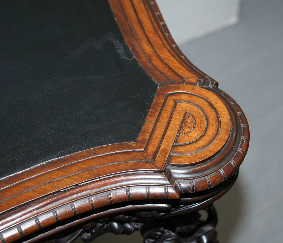 IMPORTANT ITALIAN ANGIOLO BARBETTI FIRENZE ANTIQUE CHERUB DESK LIBRARY TABLE - Image 4 of 4