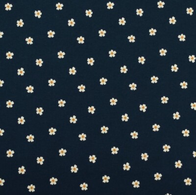 French Terry Sommersweat Stoff -Gänseblümchen- navyblue ab 50cm